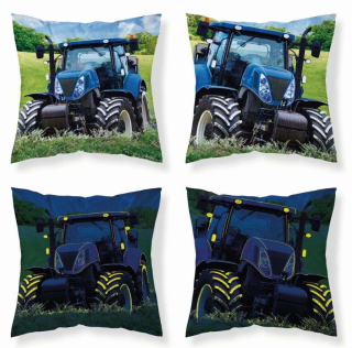 Detexpol Povlak na polštářek Traktor blue Svítící  Bavlna, 40/40 cm