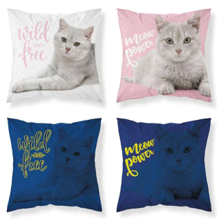 Detexpol Povlak na polštářek Kočka pink Svítící  Bavlna, 40/40 cm