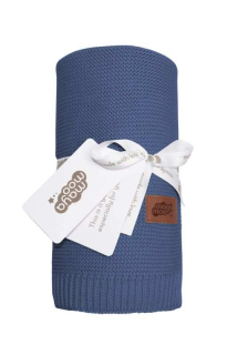 DETEXPOL Pletená deka do kočárku bavlna bambus denim Bavlna, Bambus, 80/100 cm