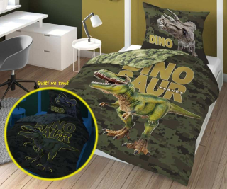 Detexpol Povlečení Dinosaur Army Svítící  Bavlna, 140/200, 70/80 cm