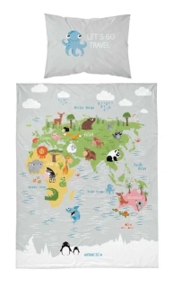 DETEXPOL Povlečení do postýlky Mapa grey  Bavlna, 100/135, 40/60 cm