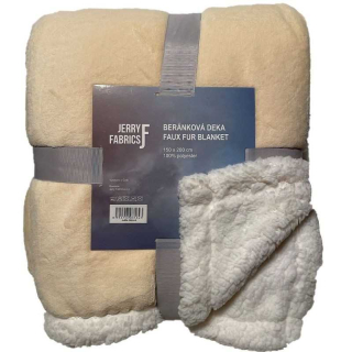 JERRY FABRICS Deka microflanel super soft s beránkem Světle béžová Polyester, 150/200 cm