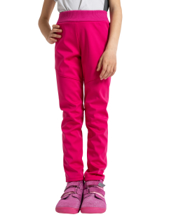 Unuo Dětské softshellové kalhoty s fleecem pružné Sporty Fuchsiová 116/122