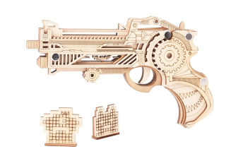 Woodcraft Dřevěné 3D puzzle Zbraň na gumičky Virbius přírodní
