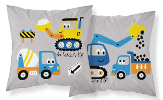 Detexpol Povlak na polštářek Bagr modrý  Bavlna, 40/40 cm