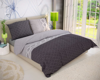 Kvalitex Klasické ložní bavlněné povlečení DELUX 140x200, 70x90cm BOHO šedé