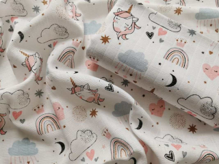 PREM Látková plena s potiskem Jednorožec Bavlna, 70/70 cm