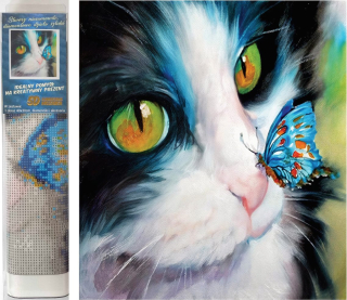 Norimpex Diamantové malování Kotě s motýlkem 30x40cm