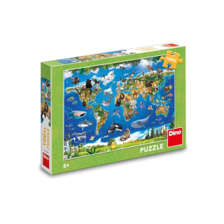 Dino Puzzle Mapa zvířat 100 XL dílků