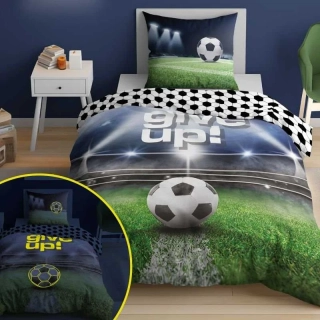 Detexpol Povlečení Fotbal Never Give Up svítící  Bavlna, 140/200, 70/80 cm