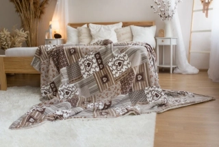Kvalitex Beránková deka 150x200cm Patchwork béžový