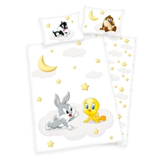 HERDING Povlečení do postýlky Looney Tunes baby Bavlna, 100/135, 40/60 cm