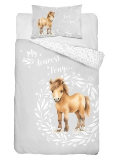 DETEXPOL Povlečení do postýlky Malý Pony šedá  Bavlna, 100/135, 40/60 cm
