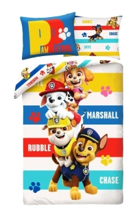 HALANTEX Povlečení Paw Patrol Stripe Bavlna, 140/200, 70/90 cm