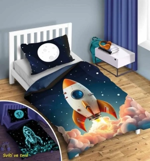 FARO Povlečení Raketa svítící  Bavlna, 140/200, 70/90 cm