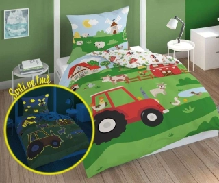 DETEXPOL Povlečení Farma red svítící  Bavlna, 140/200, 70/80 cm