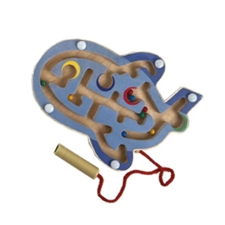 Bigjigs Toys Dřevěný magnetický labyrint Modré letadlo