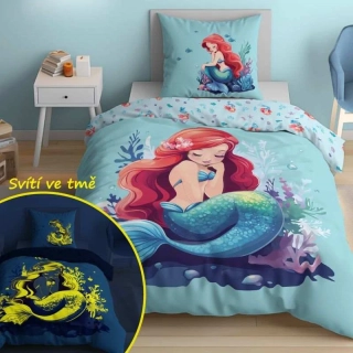 DETEXPOL Povlečení Mořská víla svítící  Bavlna, 140/200, 70/80 cm