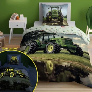 DETEXPOL Povlečení Traktor svítící  Bavlna, 140/200, 70/80 cm
