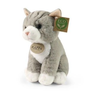 Rappa Plyšová kočka sedící šedá 23 cm SOFT COLLECTION, ECO-FRIENDLY