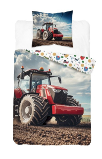 DETEXPOL Povlečení Traktor red  Bavlna, 140/200, 70/80 cm