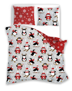 FARO Francouzské Vánoční povlečení Scandic 076 Tučňáci Bavlna, 220/200, 2x70/80 cm