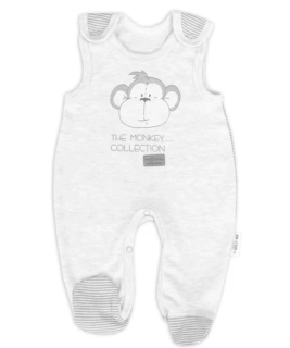 Baby Nellys Kojenecké bavlněné dupačky Monkey - sv. šedý melírek, vel.56