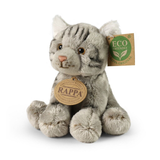 Rappa Plyšová kočka sedící šedá 14 cm ECO-FRIENDLY