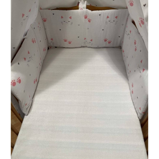 SDS Mantinel do postýlky Kočičky bílá Bavlna, výplň: Polyester, 195/28 cm