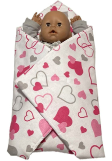 SDS Rychlozavinovačka pro panenky Srdíčka šedorůžová Bavlna, výplň: Polyester, 1x 60x60 cm