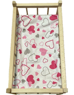SDS Matrace do postýlky pro panenky Srdíčka šedorůžová Bavlna, výplň: Polyester, 50/28 cm
