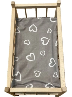 SDS Matrace do postýlky pro panenky Srdíčka šedá  Bavlna, výplň: Polyester, 50/28 cm