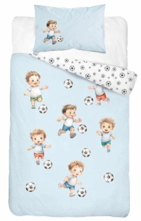 DETEXPOL Povlečení do postýlky Malý Fotbalista modrá  Bavlna, 100/135, 40/60 cm