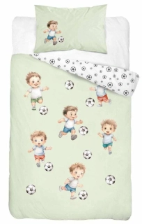 DETEXPOL Povlečení do postýlky Malý Fotbalista zelinkavá  Bavlna, 100/135, 40/60 cm
