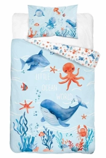 DETEXPOL Povlečení do postýlky Mořský Svět  Bavlna, 100/135, 40/60 cm