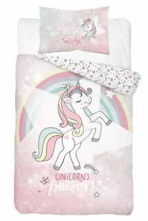 DETEXPOL Povlečení do postýlky Jednorožec duha  Bavlna, 100/135, 40/60 cm