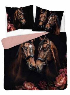 DETEXPOL Francouzské povlečení Koně Love  Bavlna, 220/200, 2x70/80 cm