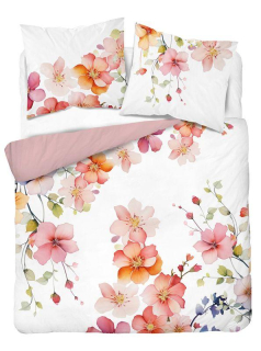 DETEXPOL Francouzské povlečení Květy na bílém  Bavlna, 220/200, 2x70/80 cm