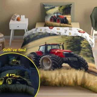 DETEXPOL Povlečení Traktor z hor svítící  Bavlna, 140/200, 70/80 cm