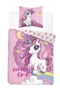 DETEXPOL Povlečení Jednorožec hvězdičky  Bavlna, 140/200, 70/80 cm