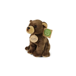 Rappa Plyšový medvěd hnědý sedící 15 cm ECO-FRIENDLY