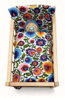 SDS Peřinky do postýlky pro panenky Květy bílá Bavlna, výplň: Polyester, 1x 38x44 cm / 28x20 cm