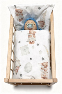SDS Peřinky do postýlky pro panenky Spící medvídek Bavlna, výplň: Polyester, 1x 38x44 cm / 28x20 cm
