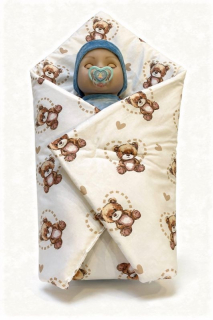 SDS Rychlozavinovačka pro panenky Medvídek v srdci bílá Bavlna, výplň: Polyester, 1x 60x60 cm
