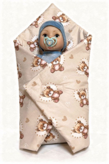 SDS Rychlozavinovačka pro panenky Medvídek v srdci krémová Bavlna, výplň: Polyester, 1x 60x60 cm