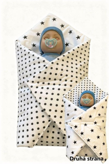 SDS Rychlozavinovačka pro panenky Puntíky bílá_Hvězdičky bílá Bavlna, výplň: Polyester, 1x 60x60 cm