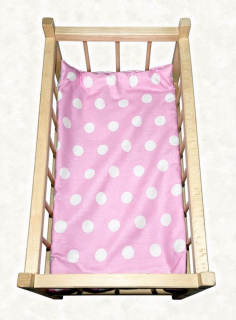 SDS Matrace do postýlky pro panenky Puntíky růžová, Bavlna, výplň: Polyester, 50x28 cm
