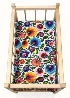 SDS Matrace do postýlky pro panenky Květy bílá, Bavlna, výplň: Polyester, 50x28 cm