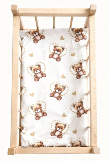 SDS Matrace do postýlky pro panenky Medvídek v srdci bílá, Bavlna, výplň: Polyester, 50x28 cm