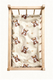 SDS Matrace do postýlky pro panenky Medvídek v srdci krémová, Bavlna, výplň: Polyester, 50x28 cm